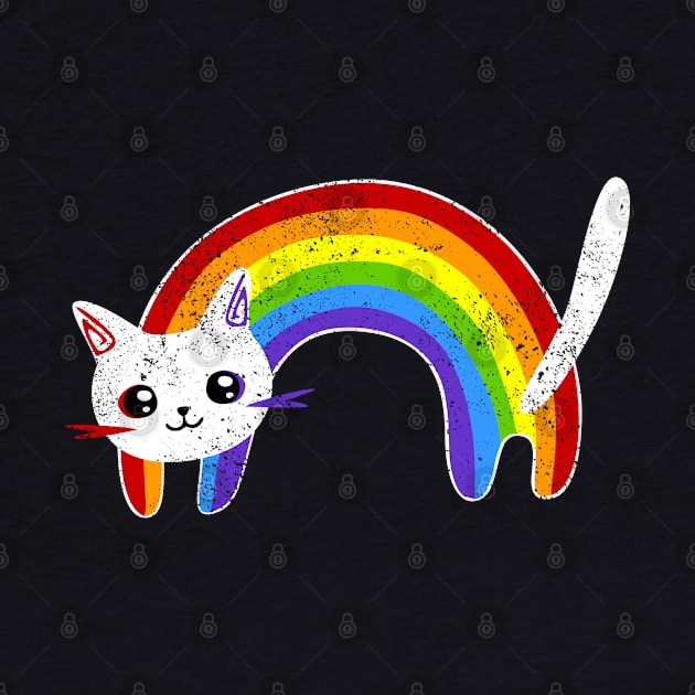 Rainbow Cat Vintage Retro 80's Style Gay pride by Artistic Design